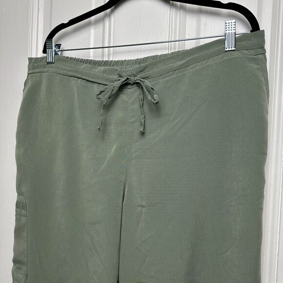 Dickies Cargo Pants Womens XL Petite Olive Green Drawstring High Rise Wide Leg - Picture 2 of 9